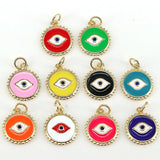 20Pcs Plated Enamelled Brass Evil Eye Charms Pendants For DIY Jewelry