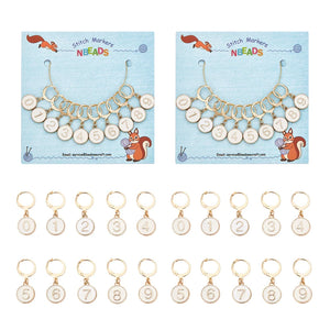 20Pcs Number 0~9 Stitch Markers Enamel Charms Locking Stitch Marker