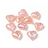 20Pcs Flower Pattern Acrylic Heart Beads for DIY Jewelry Making