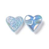 20Pcs Flower Pattern Acrylic Heart Beads for DIY Jewelry Making