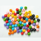 20Pcs 16mm Printed Dots Wooden Beads DIY Charm Bracelet Accessories