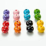 20Pcs 16mm Printed Dots Wooden Beads DIY Charm Bracelet Accessories