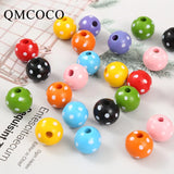 20Pcs 16mm Printed Dots Wooden Beads DIY Charm Bracelet Accessories