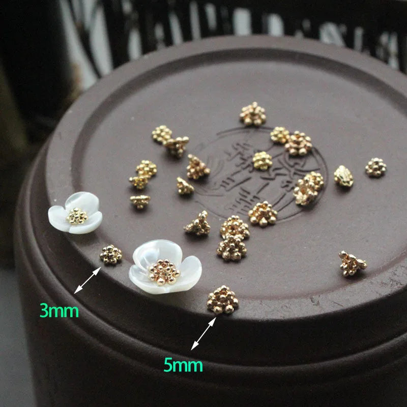 20Pcs/Pack Silver Flower Buds DIY Jewelry Earrings Brooch Beads Women Charm