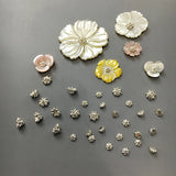 20Pcs/Pack Silver Flower Buds DIY Jewelry Earrings Brooch Beads Women Charm