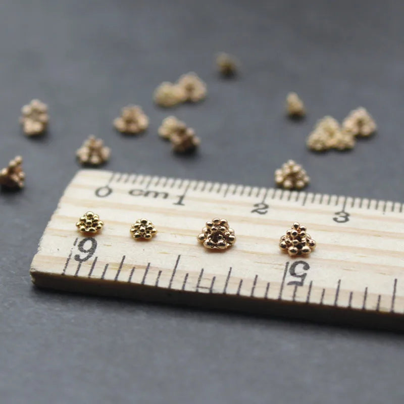 20Pcs/Pack Silver Flower Buds DIY Jewelry Earrings Brooch Beads Women Charm