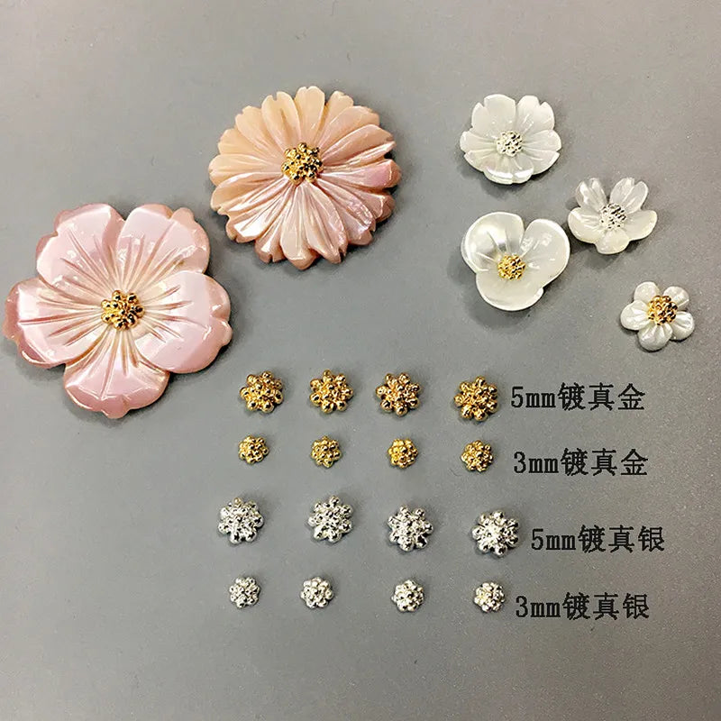 20Pcs/Pack Silver Flower Buds DIY Jewelry Earrings Brooch Beads Women Charm