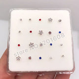 20Pcs 925 Sterling Silver Nose Studs Body Piercing Jewelry