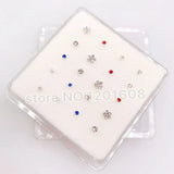 20Pcs 925 Sterling Silver Nose Studs Body Piercing Jewelry