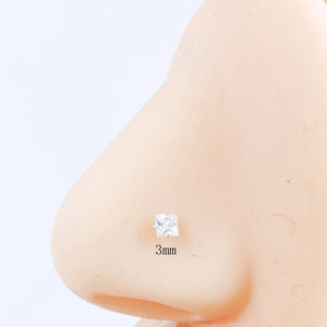 20Pcs 925 Silver Nose Stud Square CZ Nostril Pin Nose Piercing