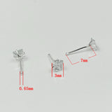20Pcs 925 Silver Nose Stud Square CZ Nostril Pin Nose Piercing