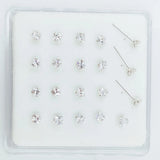 20Pcs 925 Silver Nose Stud Square CZ Nostril Pin Nose Piercing