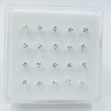20Pcs 925 Silver Nose Stud Square CZ Nostril Pin Nose Piercing