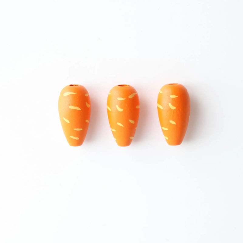 20Pcs Easter Carrot Rabbit Print Wood Beads Hemp Rope DIY Wooden Decor