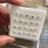 20Pcs Skull 925 Sterling Silver Nose Studs Nose Piercing Jewelry