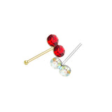 20Pcs 925 Sterling Silver Double Crystal Nose Stud Jewelry Piercing Nariz Plata