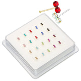 20Pcs 925 Sterling Silver Double Crystal Nose Stud Jewelry Piercing Nariz Plata