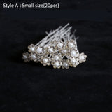 20Pcs Pearl Crystal Flower Hair Clips Bridal Hair Accessory