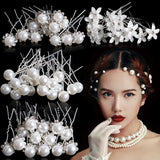 20Pcs Pearl Crystal Flower Hair Clips Bridal Hair Accessory