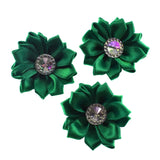 20Pcs Satin Ribbon Flowers with Rhinestone Button for DIY Hair Accessories 4.5cm
