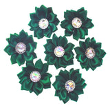 20Pcs Satin Ribbon Flowers with Rhinestone Button for DIY Hair Accessories 4.5cm