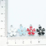 20Pcs Pink Sakura Flower Charms Enamel Pendants for Jewelry Making