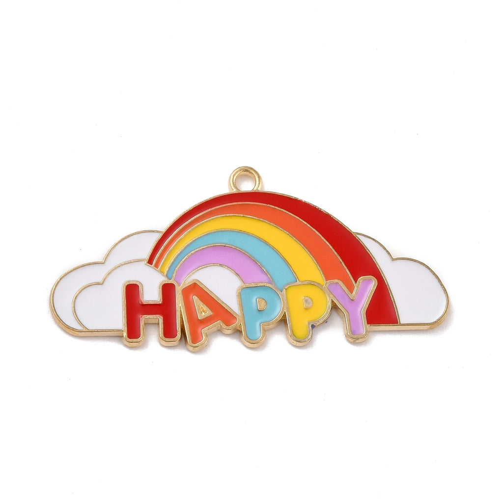 20Pcs Rainbow Cloud HAPPY Charms Jewelry Making Accessories Colorful Pendants