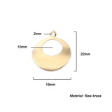 20Pcs Raw Brass Curved Round Geometry Charms for DIY Jewelry Making