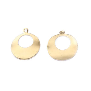 20Pcs Raw Brass Curved Round Geometry Charms for DIY Jewelry Making