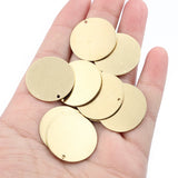 20Pcs Raw Brass Flat Round Blank Charms 23mm Circle Stamping Disc Pendants