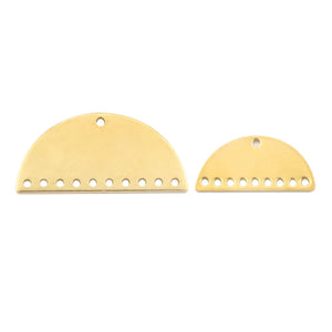 20Pcs Raw Brass Half Moon Charms 10 Holes Pendant DIY Earrings Jewelry Making