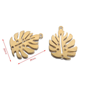 20Pcs Brass Monstera Leaf Charms for DIY Jewelry Making 20x24mm