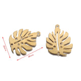 20Pcs Brass Monstera Leaf Charms for DIY Jewelry Making 20x24mm