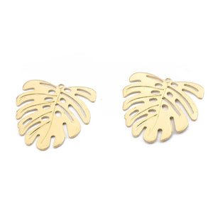 20Pcs Brass Monstera Leaf Charms for DIY Jewelry Making 20x24mm