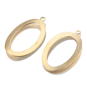 20Pcs Raw Brass Oval Resin Frame Bezel Mold Pendant Hoop Earrings Charms