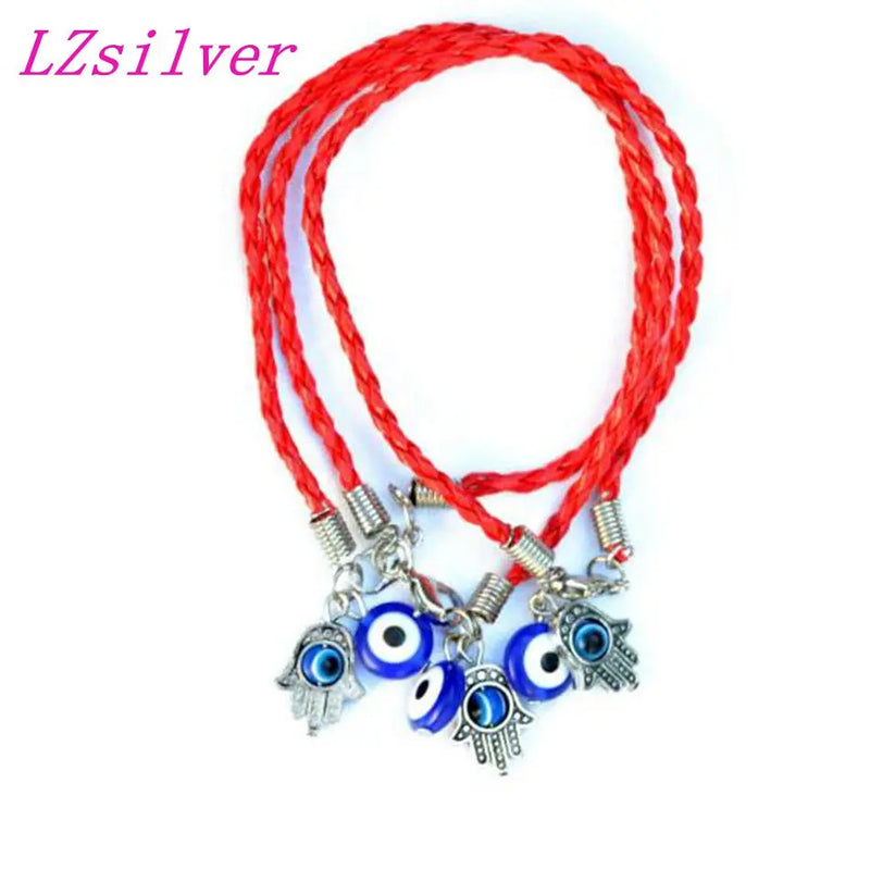 20Pcs Red Hamsa & Eye Bead Braided Bracelets
