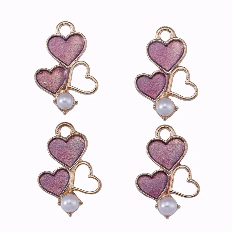 20Pcs Resin Oil Drip Love Pendant Necklace Earrings Charms DIY Jewelry Making