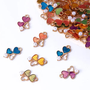 20Pcs Resin Oil Drip Love Pendant Necklace Earrings Charms DIY Jewelry Making
