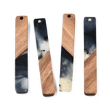 20Pcs Resin Walnut Wooden Pendants Rectangle Earring Charm Wood Slab Charms