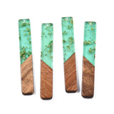 20Pcs Resin Walnut Wooden Pendants Rectangle Earring Charm Wood Slab Charms