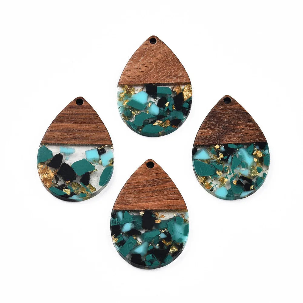 20Pcs Resin Wood Pendants Walnut Earring Charms for Jewelry Vintage DIY Craft