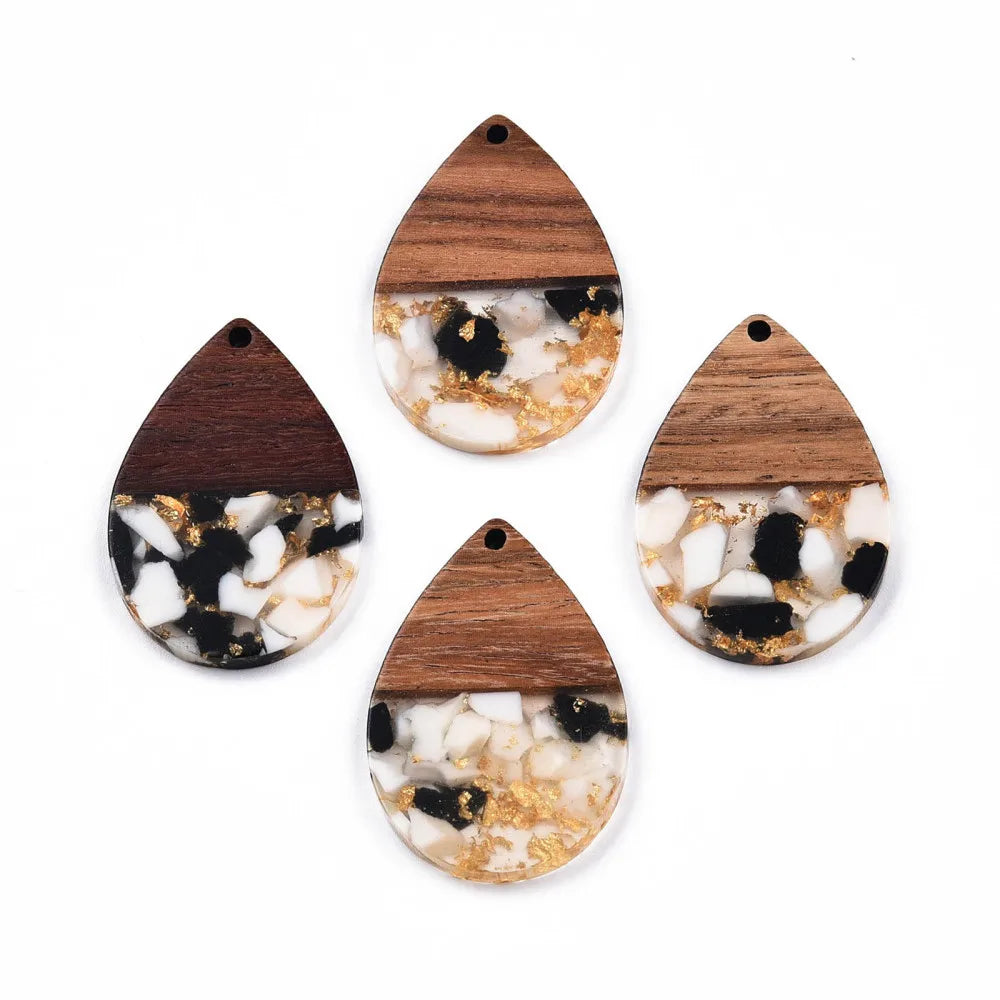20Pcs Resin Wood Pendants Walnut Earring Charms for Jewelry Vintage DIY Craft