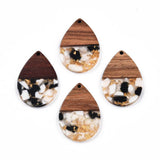 20Pcs Resin Wood Pendants Walnut Earring Charms for Jewelry Vintage DIY Craft