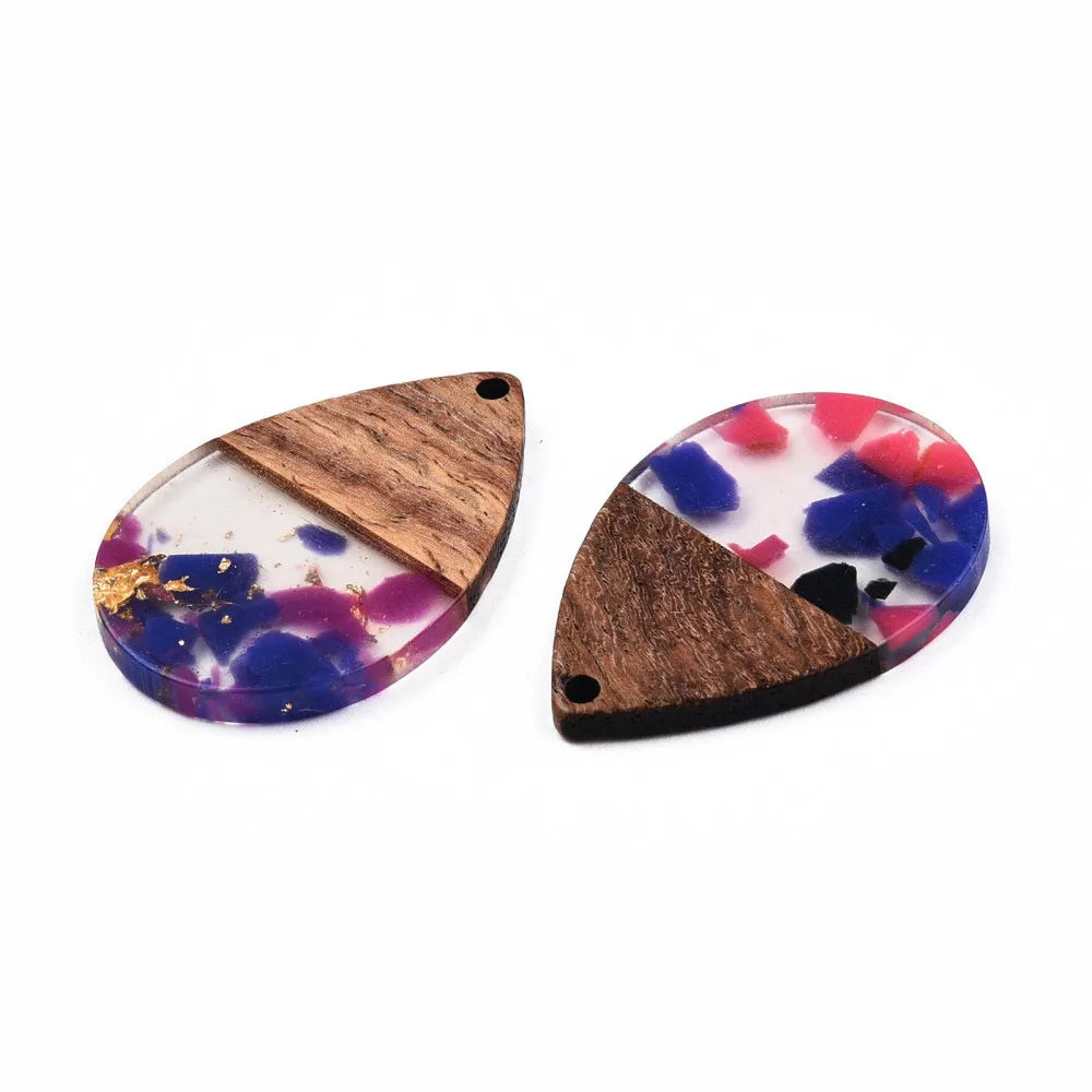 20Pcs Resin Wood Pendants Walnut Earring Charms for Jewelry Vintage DIY Craft