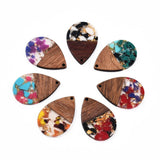 20Pcs Resin Wood Pendants Walnut Earring Charms for Jewelry Vintage DIY Craft
