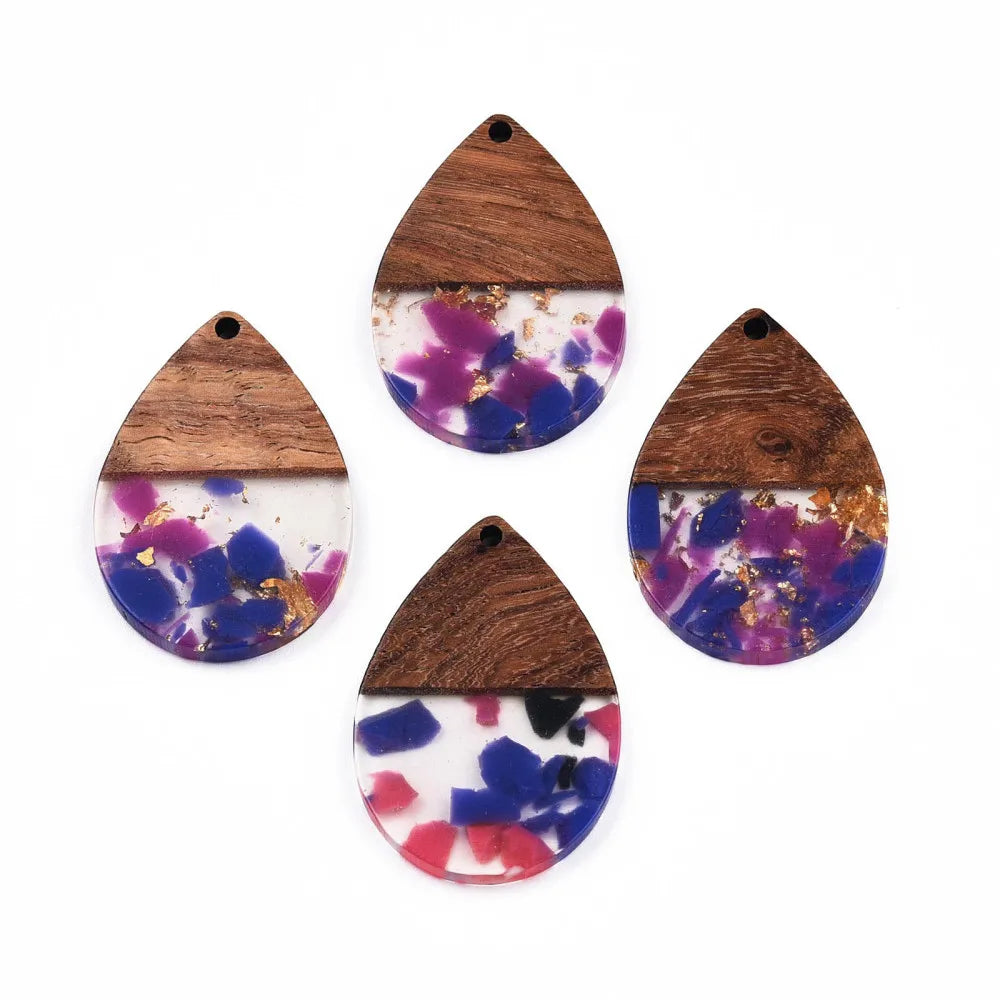 20Pcs Resin Wood Pendants Walnut Earring Charms for Jewelry Vintage DIY Craft