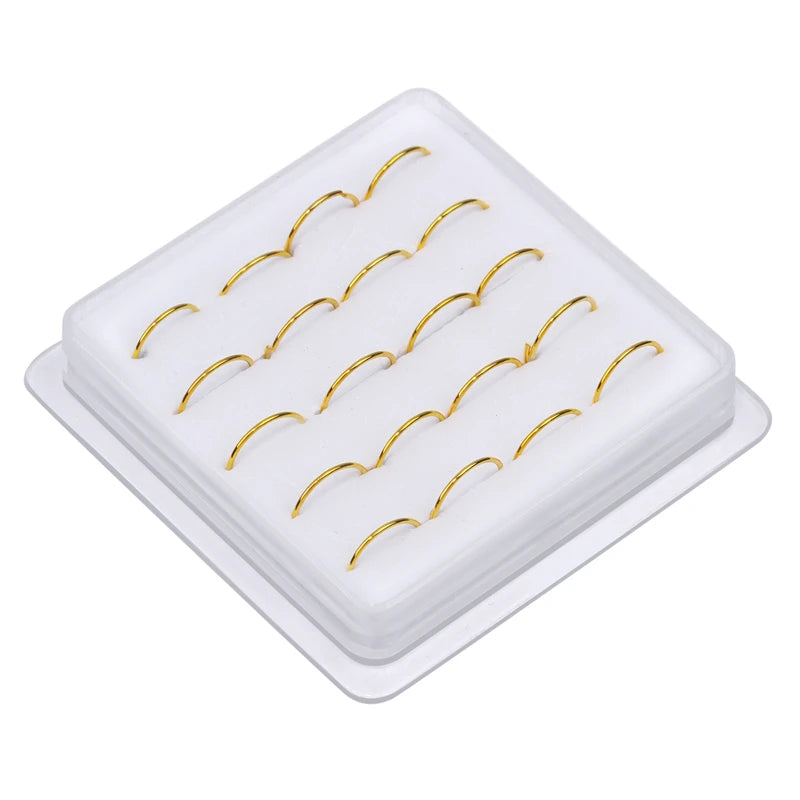 20Pcs Rose Nose Rings Thin Nose Hoop Ring Soft Adjustable