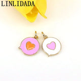 20Pcs Round Enamel Heart Pendent DIY Jewelry Accessories