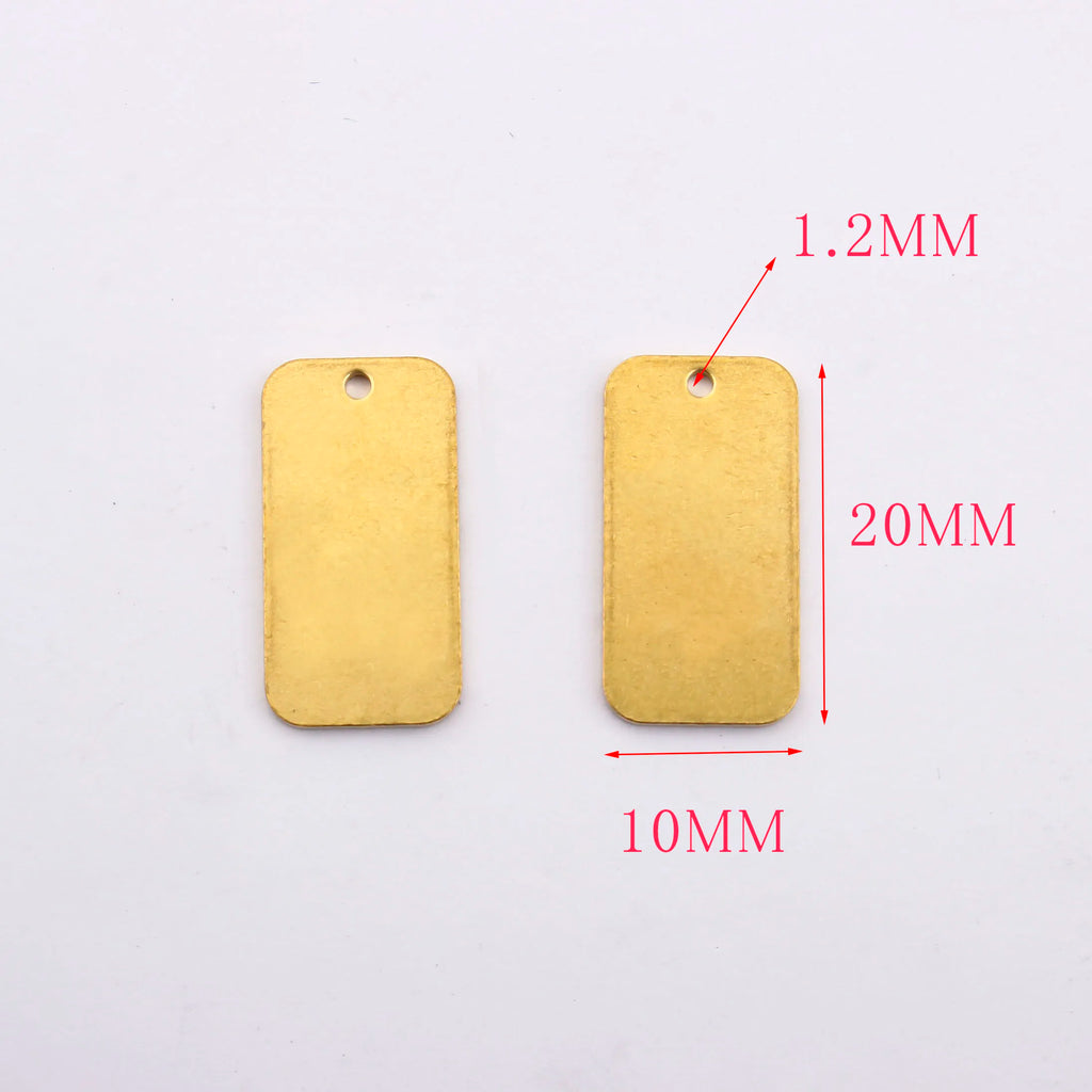 20Pcs Rwa Brass Rectangle Blank Stamping 10x20mm Charms Jewelry