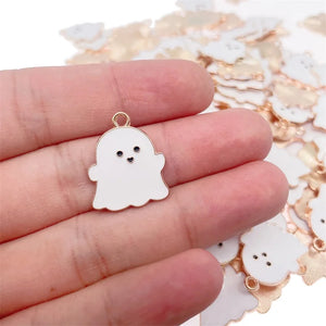 20Pcs Cartoon Ghost Enamel Halloween Pendant DIY Jewelry Making
